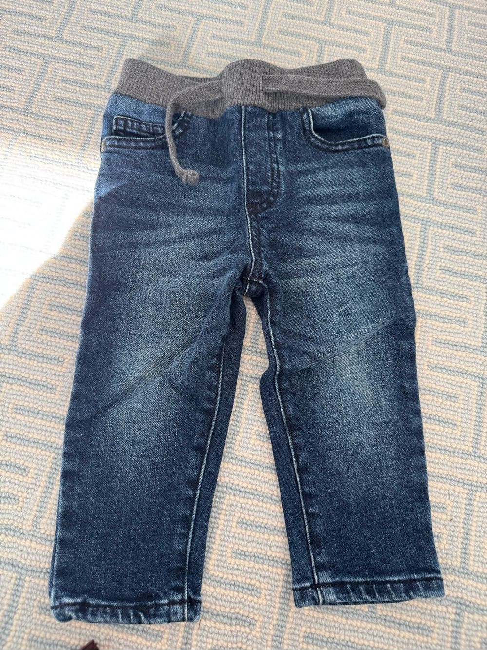 Tucker & Tate Boys Dark Blue Denim Jogger Pants with Gray Knit Waist